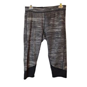 Adidas‎ Womens Size L Capri Leggings Gray Space Dye Climalite Reflective Stretch